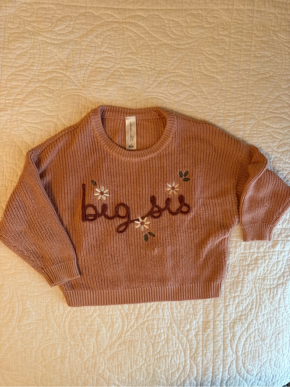 Big Sis Embroidered Knit Sweater - Dusty Rose Floral